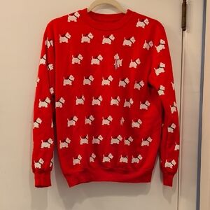 Red Dog Pattern Crew Neck Sweat Shirt